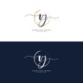 V J VJ Initial letter handwriting and signature logo. A concept handwriting initial logo with template element