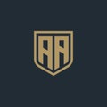 AA letter initial shield logo frame design Inspiration Royalty Free Stock Photo