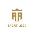 Aa logo, a a initial logo with crown. elegant letter sport logo, shield aa logo Royalty Free Stock Photo