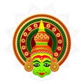 Kathakali Face illustration for indian festival Happy onam on mandala background.