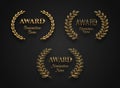 Set of award sign with laurel wreath -  isolated on black background. Royalty Free Stock Photo