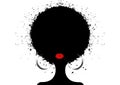 Afro Curly hair style concept. Portrait African Women , dark skin female face with hair afro and ethnic traditional earrings