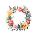 colorful floral wreath in 3D Render style Royalty Free Stock Photo