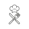 Fork, knife nad chef hat set icon in modern concept design with simple style Royalty Free Stock Photo
