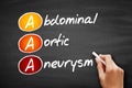 AAA - Abdominal Aortic Aneurysm acronym, concept on blackboard