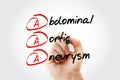 AAA - Abdominal Aortic Aneurysm acronym with marker, concept background