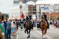 AABENRAA, DENMARK - JULY 6 - 2014: Police escort at a parade at