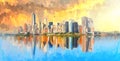 Aabstract oil painting New York City Skyline Royalty Free Stock Photo