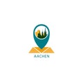 Aachen city map pin vector logo