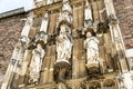 Aachen/ Germany: The facade of a Gothic Church with Statues