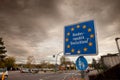 Standard EU border roadsign indicating the entrance to Germany (Bundesrepublik Deutschland),