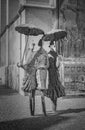 AACHEN, GERMANY. OCTOBER 04, 2020. Umbrella ladies Royalty Free Stock Photo