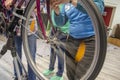 A bicycle workshop offers a space in which bicycles can be repaired