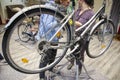 A bicycle workshop offers a space in which bicycles can be repaired