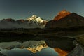 Aadi kailash peak reflections in parwati lake uttarakhand India Royalty Free Stock Photo