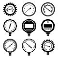 Measuring instrument icon set. Pressure indicator. Flat vector