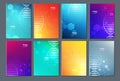 Minimal modern cover design. Dynamic colorful gradients. Future geometric patterns. Blue, pink, yellow, green, orange, purple plac Royalty Free Stock Photo