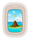 Aairplane window vector traveling by plane and porthole view in flight illustration tourism set of windowpane in Royalty Free Stock Photo