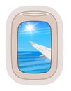 Aairplane window vector traveling by plane and porthole view in flight illustration tourism set of windowpane in Royalty Free Stock Photo