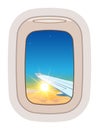 Aairplane window vector traveling by plane and porthole view in flight illustration tourism set of windowpane in Royalty Free Stock Photo