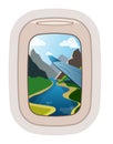 Aairplane window vector traveling by plane and porthole view in flight illustration tourism set of windowpane in Royalty Free Stock Photo