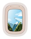 Aairplane window vector traveling by plane and porthole view in flight illustration tourism set of windowpane in Royalty Free Stock Photo