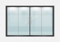 Double sliding glass doors with automatic motion sensor. vector design.