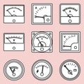 Electrical measuring equipment. Thin line vector icons Royalty Free Stock Photo