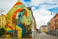 Aalborg, Denmark: Beautiful graffiti drawings painted on the wall of the house