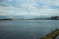 Aalborg, Denmark: Beautiful view from the waterfront to the river and factories. Aalborg Royalty Free Stock Photo