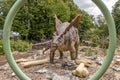 Dinosaur stegosaurus in natural surroundings and in lifelike size