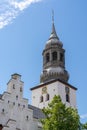 View of the Budolfi Cathedral church in the center of historic downtown Aalborg