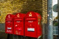 AALBORG, DENMARK - OCTOBER 19, 2019:mailboxes on the street