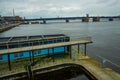 Aalborg, Denmark: Waterfront of Aalborg with the bridge to Noerresundby