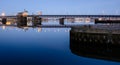 Aalborg harbor bridge - evening in the blue hour Royalty Free Stock Photo