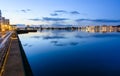 Aalborg harbor - evening in the blue hour Royalty Free Stock Photo