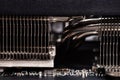 Aaluminum cooling radiator of the video card close up Royalty Free Stock Photo