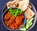 Sindhi meal- Aani curry with roti vegan glutenfree mock meat curry Royalty Free Stock Photo