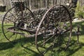 Aantique farm machinery, rusted, Beyond the chimney trail, hike near Winchendon Mass