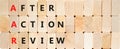 AAR After action review symbol. Concept words AAR After action review on beautiful wooden blocks. Beautiful wooden block