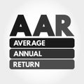 AAR - Average Annual Return acronym, business concept background