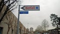 Aarau, Switzerland, 02/29/2020 street sign directing to hospital emergency unit