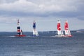 Sailgp racing in the harbor of Aarhus in Denmark Royalty Free Stock Photo