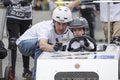 AARHUS, DENMARK - MAY 27 2016: HRH Prince Joachim with Prince Henrik at the soapbox car race, at the Classic Race Aarhus 2016 Royalty Free Stock Photo