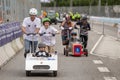 AARHUS, DENMARK - MAY 27 2016: HRH Prince Joachim with Prince Henrik at the soapbox car race, at the Classic Race Aarhus 2016 Royalty Free Stock Photo