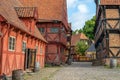 Aarhus, Denmark, 18-07-2021 Medieval houses in the streets of the old town Den Gamle By Royalty Free Stock Photo