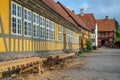 Aarhus, Denmark, 18-07-2021 Medieval houses in the streets of the old town Den Gamle By Royalty Free Stock Photo