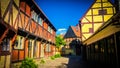 Traditional Danish houses at Den Gamle By in Aarhus, Denmark