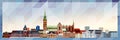 Aarhus skyline vector colorful poster on beautiful triangular texture background