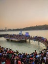 RISHIKESH, INDIA - june 3 2022 : Ganga Aarti ceremony at Parmarth Niketan ashram